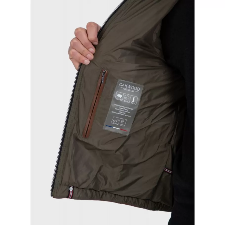 OAKWOOD Aurelien Cognac - Doudoune En Cuir Veritable Bicolore A Capuche Fashion