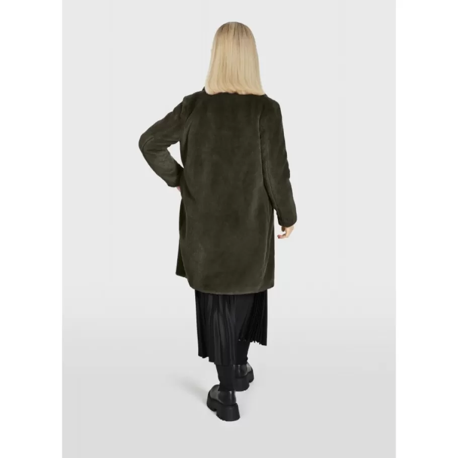 OAKWOOD Cyber Kaki - Manteau Long En Fourrure Synthetique A Col Revers Clearance