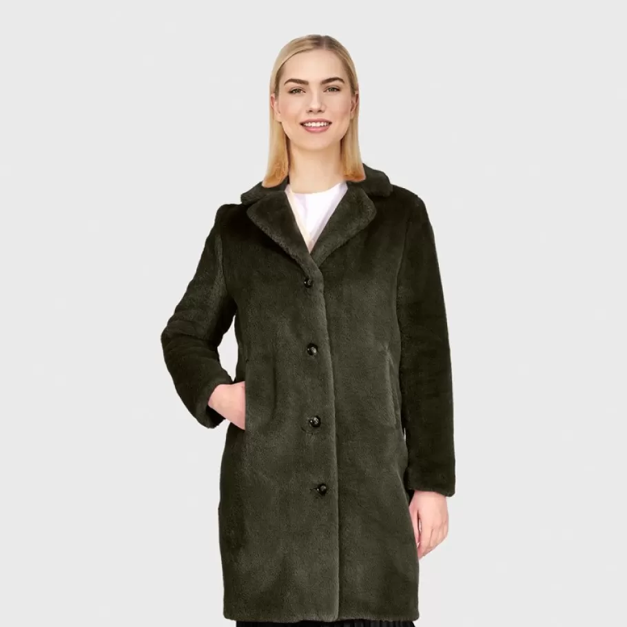 OAKWOOD Cyber Kaki - Manteau Long En Fourrure Synthetique A Col Revers Clearance