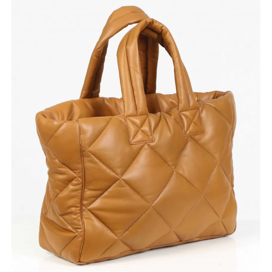 OAKWOOD Except Jaune Fonce - Petit Sac Cabas En Cuir Veritable Matelasse Best Sale