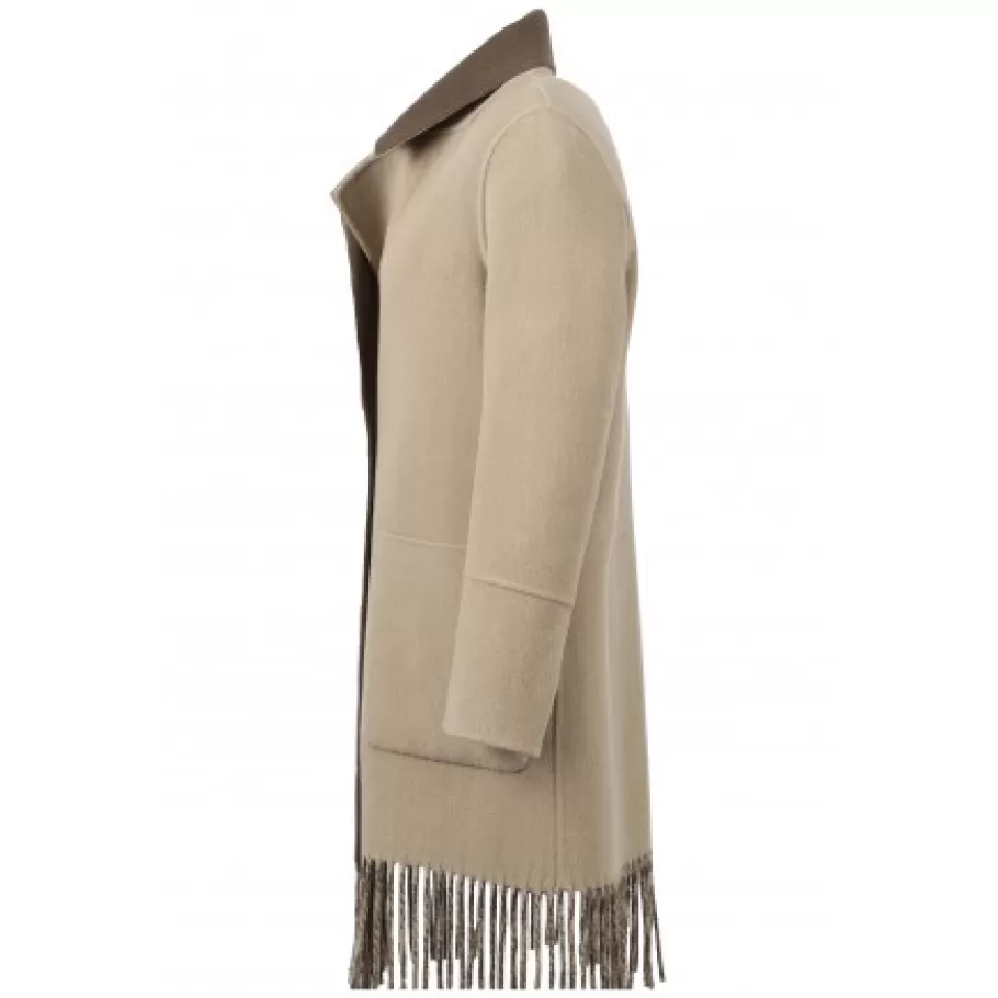 OAKWOOD Fabienne Bi Kaki Fonce - Manteau En Laine Mi-Long Reversible Et A Franges Hot