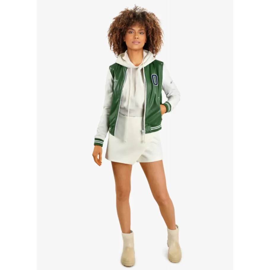 OAKWOOD Flirt Bi Emeraude- Blouson Teddy Bi-Color En Cuir Veritable Best