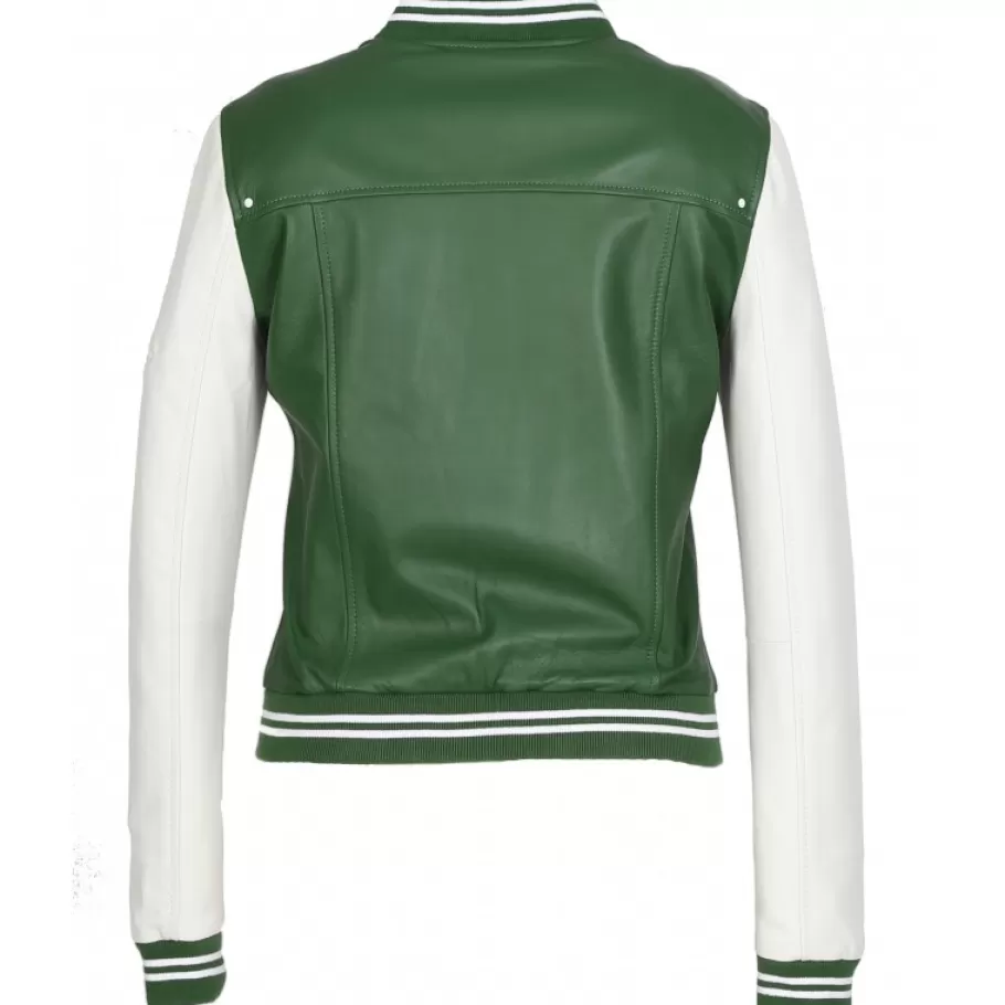 OAKWOOD Flirt Bi Emeraude- Blouson Teddy Bi-Color En Cuir Veritable Best