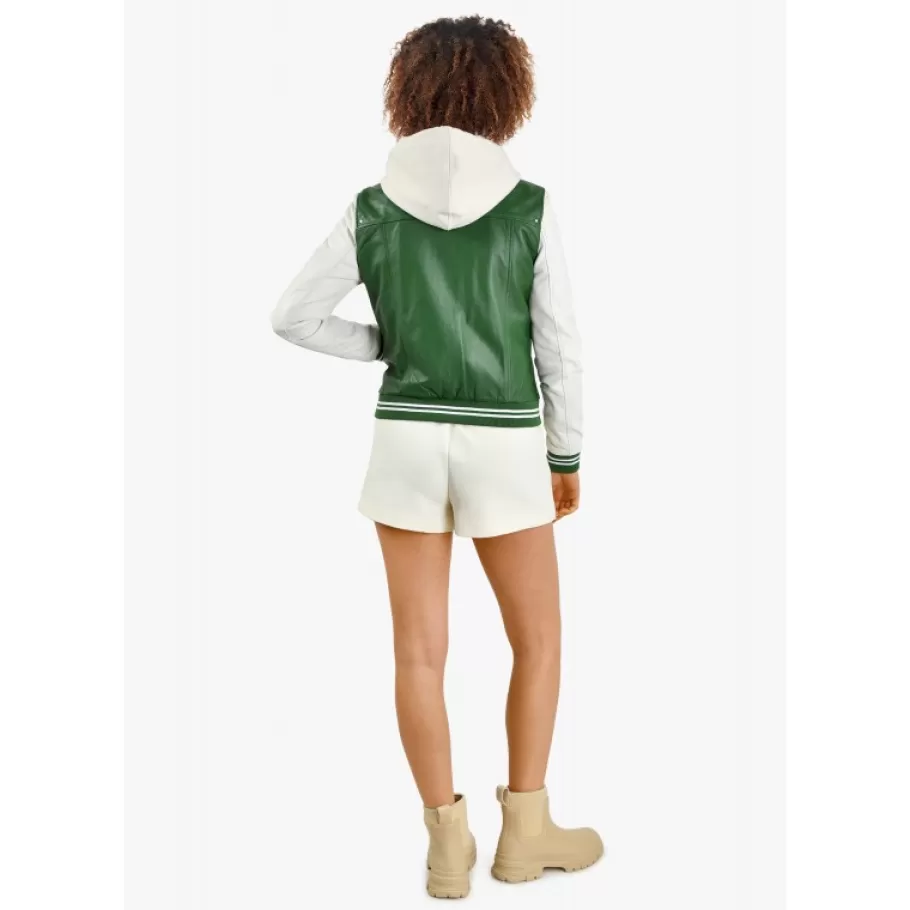 OAKWOOD Flirt Bi Emeraude- Blouson Teddy Bi-Color En Cuir Veritable Best