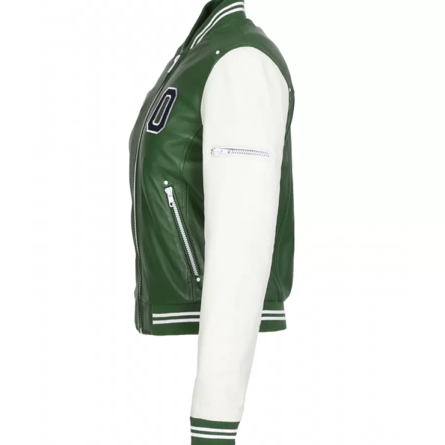 OAKWOOD Flirt Bi Emeraude- Blouson Teddy Bi-Color En Cuir Veritable Best