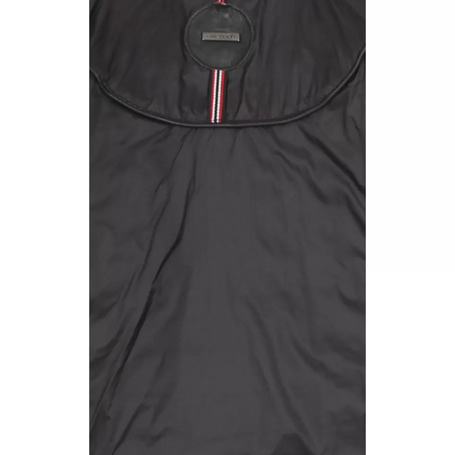 OAKWOOD Hopper Noir - Doudoune Mi-Longue En Cuir Veritable Capuche A Revers Best