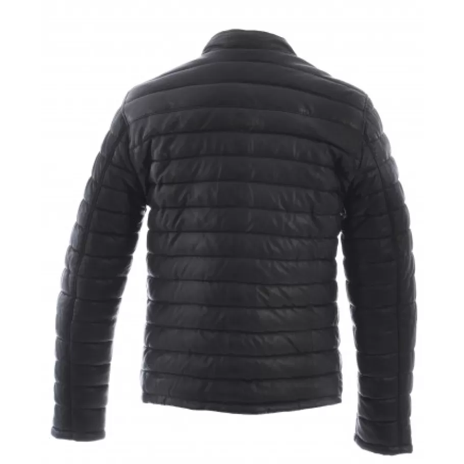 OAKWOOD Julien Noir - Doudoune En Cuir Veritable Avec Col Mao Pressionne Cheap