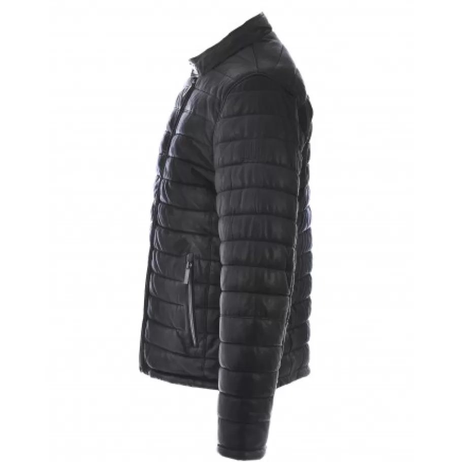 OAKWOOD Julien Noir - Doudoune En Cuir Veritable Avec Col Mao Pressionne Cheap