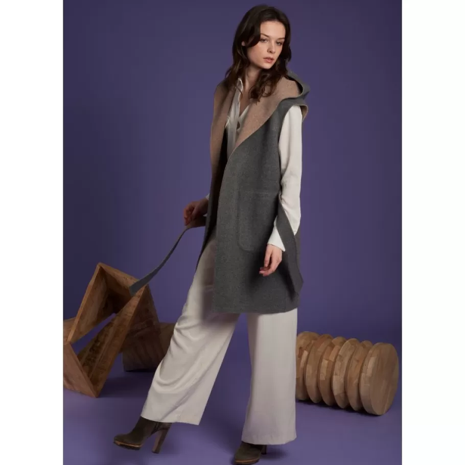 OAKWOOD Libertad Bicolore - Manteau Sans Manche Reversible En Laine Melangee Fashion