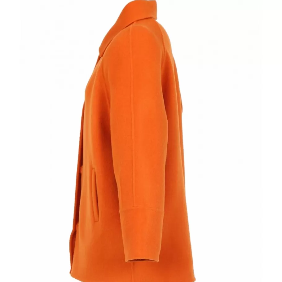 OAKWOOD Melisse Orange - Manteau Court Oversize En Laine Melangee New