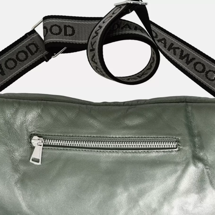OAKWOOD Murillo Metal Vert Fonce - Sac En Bandouiliere En Cuir Veritable Store