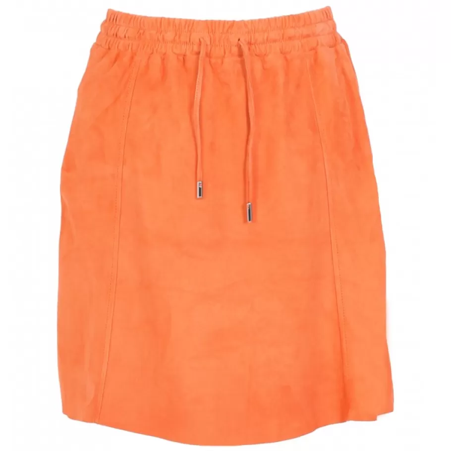 OAKWOOD Nina Corail - Jupe Courte En Cuir Veritable De Chevre Velours Flash Sale