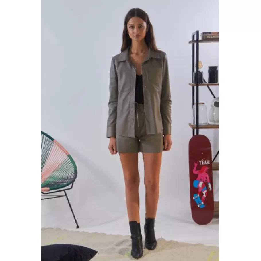 OAKWOOD Pick Mastic - Short Taille Elastique En Cuir Veritable Store