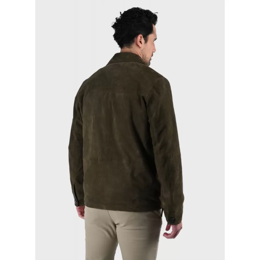 riccardo_vert_fonce__veste_col_chemise_en_cuir_veritable_de_chevre_velours_3.webp OAKWOOD Riccardo Vert Fonce - Veste Col Chemise En Cuir Veritable De Chevre Velours Best