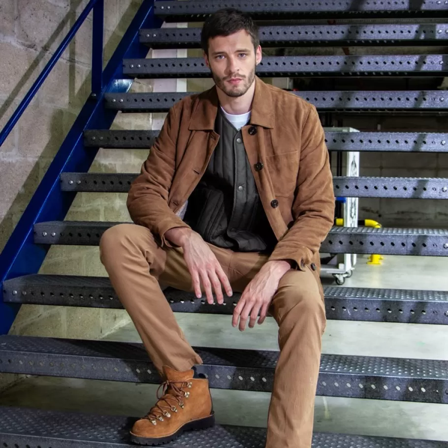 OAKWOOD Richard Cognac - Veste Mi-Longue En Cuir Veritable De Chevre Velours Shop