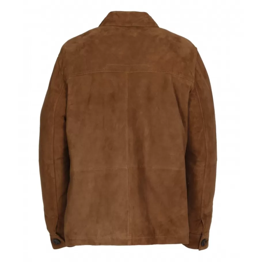 OAKWOOD Richard Cognac - Veste Mi-Longue En Cuir Veritable De Chevre Velours Shop