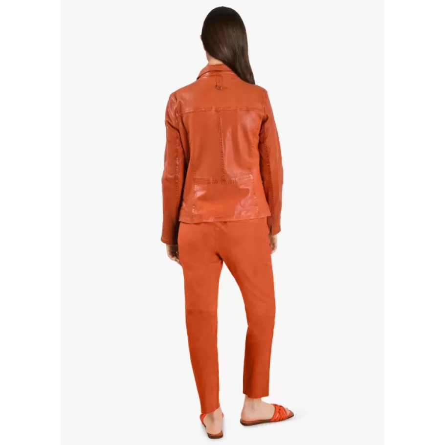 OAKWOOD Romana Orange - Veste En Cuir Veritable De Mouton Effet Lave Cheap