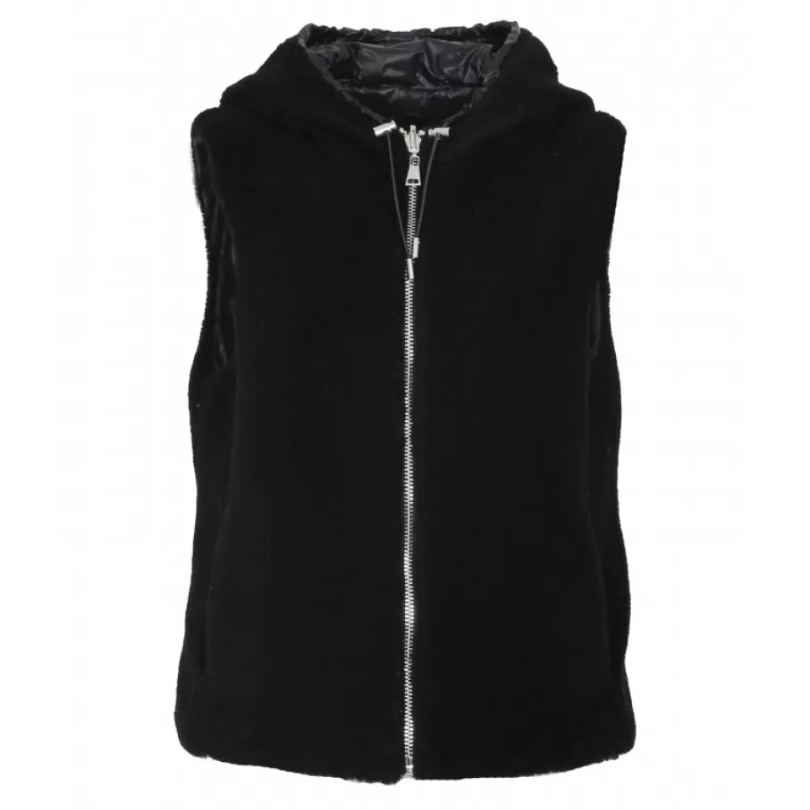 OAKWOOD Smiley Noir - Gilet Sans Manche En Fausse Fourrure 100% Laine / Nylon Cheap