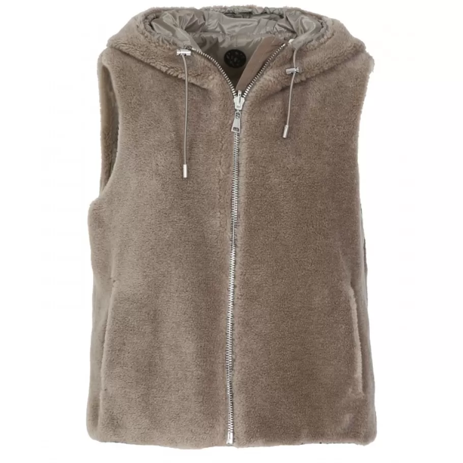 OAKWOOD Smiley Taupe - Gilet Sans Manche En Fausse Fourrure 100% Laine / Nylon Hot