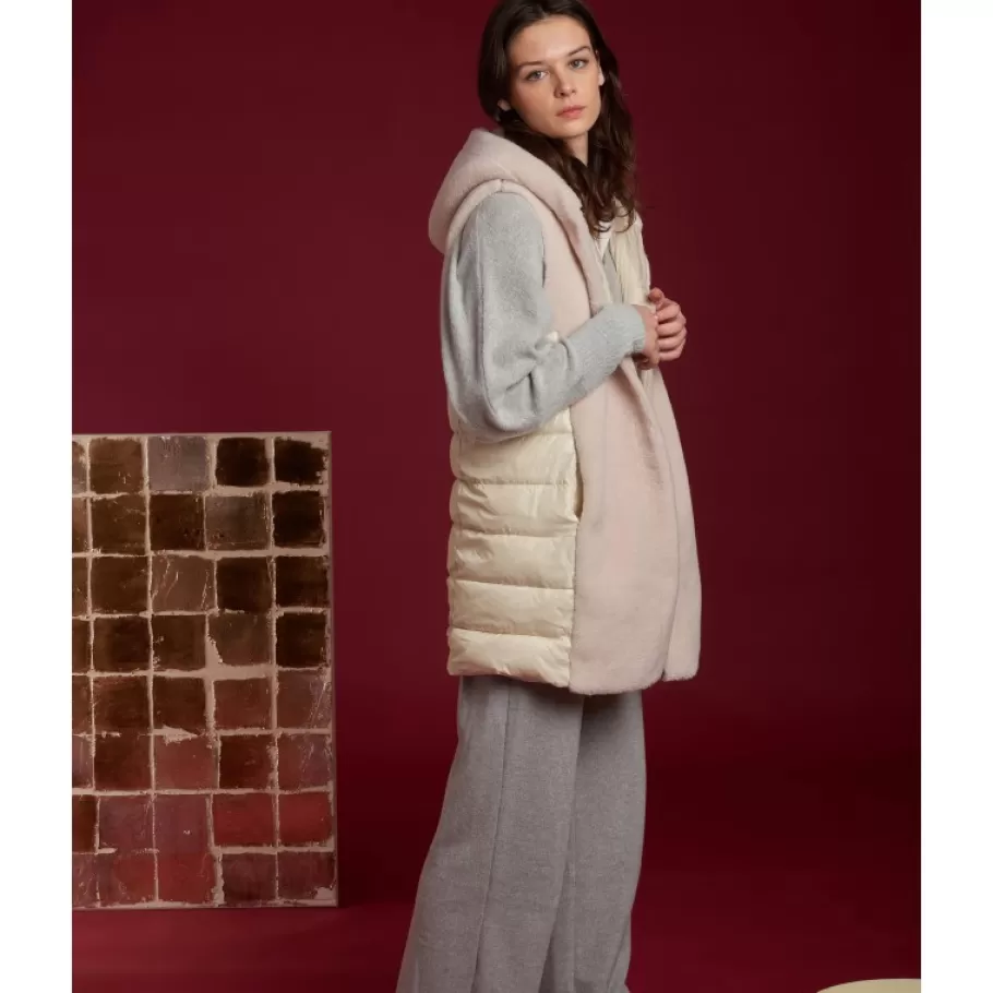OAKWOOD Soprano Beige Clair - Gilet Sans Manche En Fausse Fourrure 100% Laine / Nylon Matelasse Flash Sale
