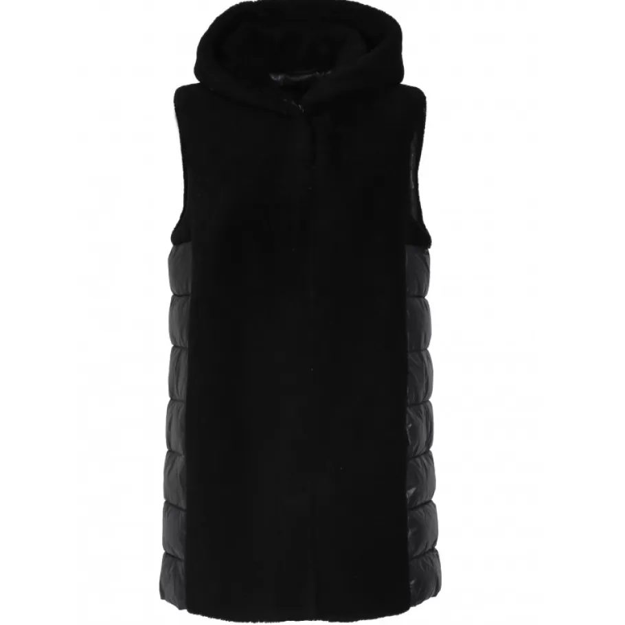 OAKWOOD Soprano Noir - Gilet Sans Manche En Fausse Fourrure 100% Laine / Nylon Matelasse Sale