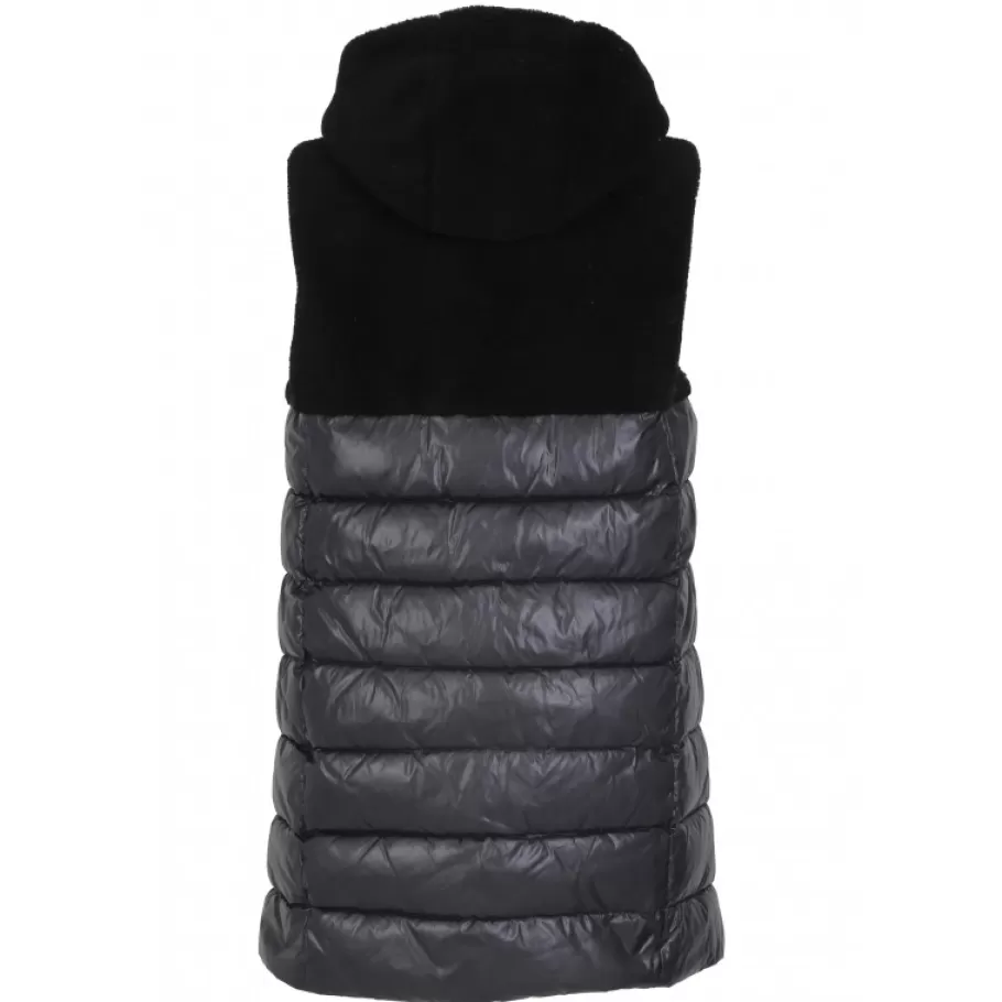 OAKWOOD Soprano Noir - Gilet Sans Manche En Fausse Fourrure 100% Laine / Nylon Matelasse Sale