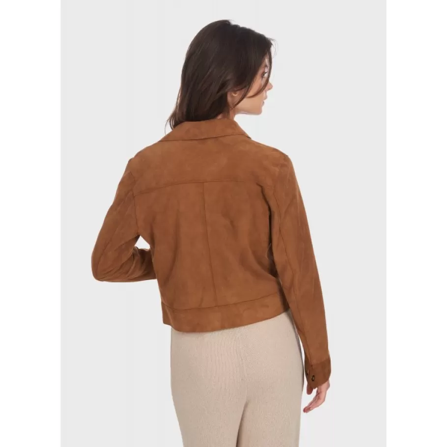 OAKWOOD Taste Tobacco - Veste Courte En Cuir Veritable De Chevre Velours Fashion